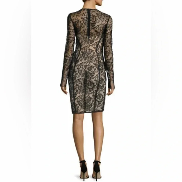 NEW LELA ROSE LONG SLEEVE LACE SHEATH DRESS SIZE 10 $1890 BLACK NORDSTROM - Picture 2 of 6